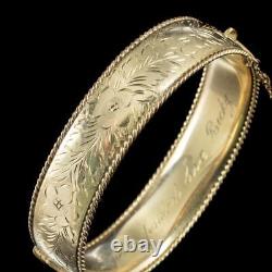 Vintage Forget Me Not Cuff Bangle Silver 9ct Rolled Gold