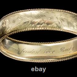 Vintage Forget Me Not Cuff Bangle Silver 9ct Rolled Gold