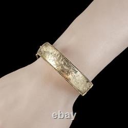 Vintage Forget Me Not Cuff Bangle Silver 9ct Rolled Gold