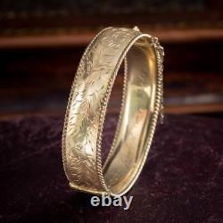 Vintage Forget Me Not Cuff Bangle Silver 9ct Rolled Gold