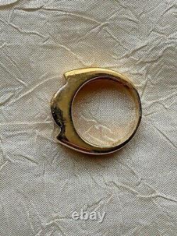 Vintage French Designer Tank Ring Gold plated on Sterling silver Hallmark