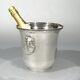 Vintage French Silver Plate Ice Champagne Bucket, Lion's Head Design, Signed