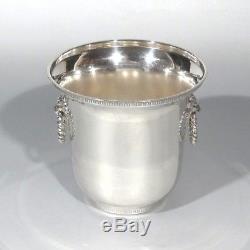 Vintage French Silver Plate Ice Champagne Bucket, Lion's Head Design, Signed