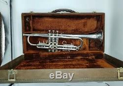 Vintage Fullerton Made Silver Plated Olds Super Star Trumpet with Original Case