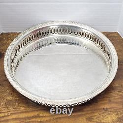 Vintage Genuine 9 Silver Plated Gallery Serving Tray