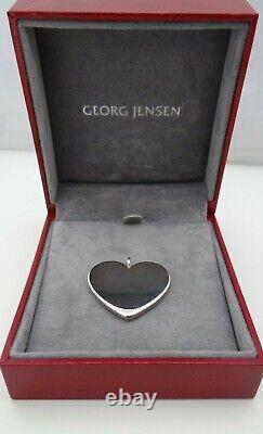Vintage Georg Jensen Platinum Plated Heart Pendant Denmark