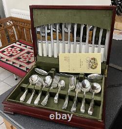 Vintage George Butlet Silver Plated Canteen Cutlery Old English Celluloid 44 Pc