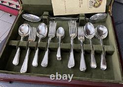 Vintage George Butlet Silver Plated Canteen Cutlery Old English Celluloid 44 Pc