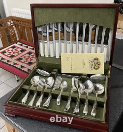 Vintage George Butlet Silver Plated Canteen Cutlery Old English Celluloid 44 Pc