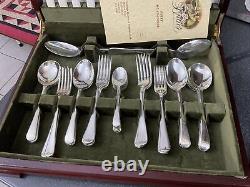 Vintage George Butlet Silver Plated Canteen Cutlery Old English Celluloid 44 Pc