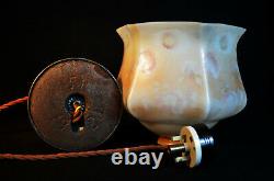 Vintage George V C-1920 L/E silver-plated table lamp hand painted Opaline shade