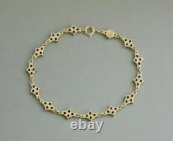 Vintage Gold Plated 925 Sterling Silver Bohemian GARNET Flower Bracelet 18.5 cm