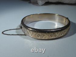 Vintage Gold Plated Solid Silver Cuff Bracelet Bangle UK Hallmark 1963 RPH Box