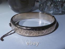 Vintage Gold Plated Solid Silver Cuff Bracelet Bangle UK Hallmark 1963 RPH Box