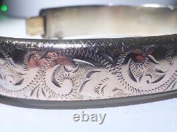 Vintage Gold Plated Solid Silver Cuff Bracelet Bangle UK Hallmark 1963 RPH Box