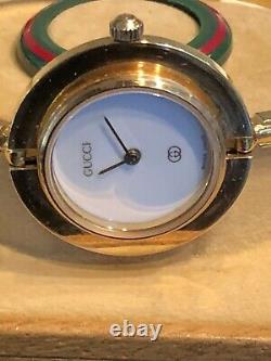 Vintage Gucci 1100L Gold Plated-15 Changeable Bezel Ladies Watch with Original Box