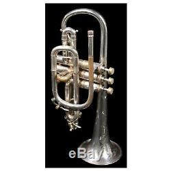 Vintage HN White King Cornet with Original Case 1905-1910, Silver Plated