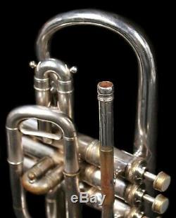 Vintage HN White King Cornet with Original Case 1905-1910, Silver Plated