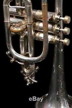 Vintage HN White King Cornet with Original Case 1905-1910, Silver Plated