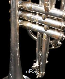 Vintage HN White King Cornet with Original Case 1905-1910, Silver Plated