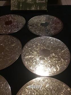 Vintage Harrods Barker Ellis Silver Plated Table Mats In Original Box