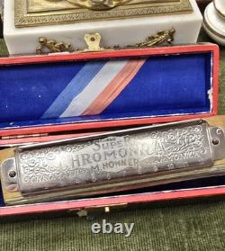 Vintage Hohner Superior Chromonica Harmonica Made in Germany Original Case