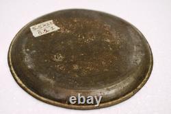 Vintage Indian Bidriware Silver Inlay Plate Bidar Floral Art Tray 5.5 Inch DecR