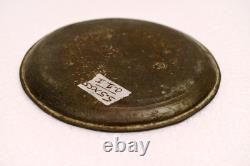 Vintage Indian Bidriware Silver Inlay Plate Bidar Floral Art Tray 5.5 Inch DecR