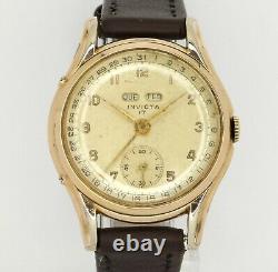 Vintage Invicta Triple Date Calendar Original Dial Gold Plated Fancy lugs