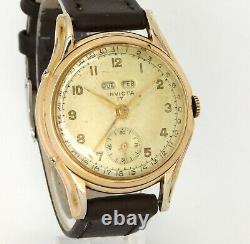 Vintage Invicta Triple Date Calendar Original Dial Gold Plated Fancy lugs