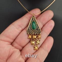 Vintage Israel Gold Plated Necklace Sterling Ethnic Yemenite Eilat Filigree Boho