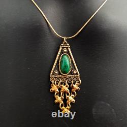 Vintage Israel Gold Plated Necklace Sterling Ethnic Yemenite Eilat Filigree Boho