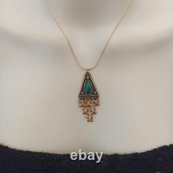 Vintage Israel Gold Plated Necklace Sterling Ethnic Yemenite Eilat Filigree Boho