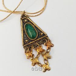 Vintage Israel Gold Plated Necklace Sterling Ethnic Yemenite Eilat Filigree Boho