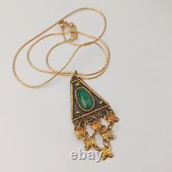 Vintage Israel Gold Plated Necklace Sterling Ethnic Yemenite Eilat Filigree Boho