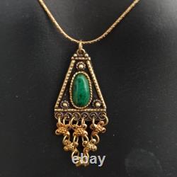 Vintage Israel Gold Plated Necklace Sterling Ethnic Yemenite Eilat Filigree Boho