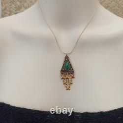 Vintage Israel Gold Plated Necklace Sterling Ethnic Yemenite Eilat Filigree Boho