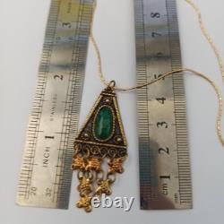 Vintage Israel Gold Plated Necklace Sterling Ethnic Yemenite Eilat Filigree Boho