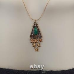 Vintage Israel Gold Plated Necklace Sterling Ethnic Yemenite Eilat Filigree Boho