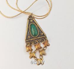 Vintage Israel Gold Plated Necklace Sterling Ethnic Yemenite Eilat Filigree Boho