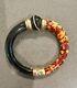 Vintage Italian Sterling Silver Vermeil Enamel Bangle Bracelet, 1960's, EUC