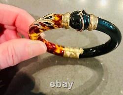 Vintage Italian Sterling Silver Vermeil Enamel Bangle Bracelet, 1960's, EUC