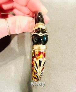 Vintage Italian Sterling Silver Vermeil Enamel Bangle Bracelet, 1960's, EUC