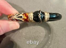 Vintage Italian Sterling Silver Vermeil Enamel Bangle Bracelet, 1960's, EUC