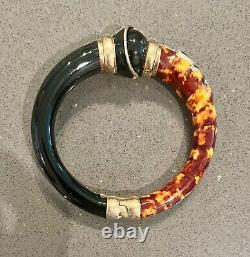 Vintage Italian Sterling Silver Vermeil Enamel Bangle Bracelet, 1960's, EUC