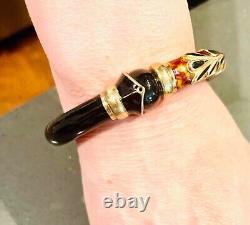 Vintage Italian Sterling Silver Vermeil Enamel Bangle Bracelet, 1960's, EUC