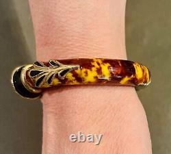 Vintage Italian Sterling Silver Vermeil Enamel Bangle Bracelet, 1960's, EUC