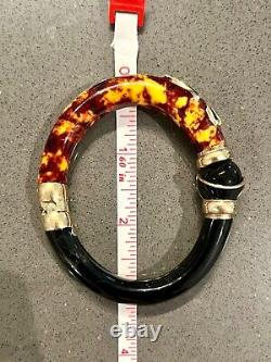 Vintage Italian Sterling Silver Vermeil Enamel Bangle Bracelet, 1960's, EUC