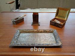 Vintage Japanese Silver Plated Smoking Set Dragon