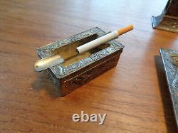 Vintage Japanese Silver Plated Smoking Set Dragon